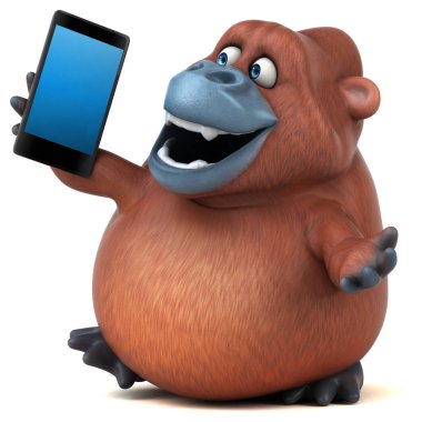 Komik Orangutan holding telefon 