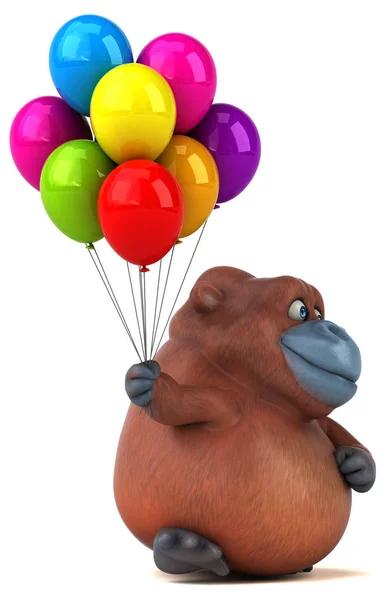 Zabawny Orangutan gospodarstwa balony — Zdjęcie stockowe