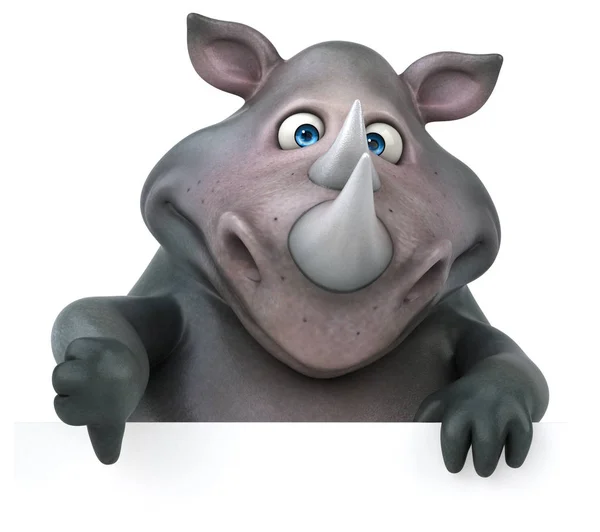 Funny rhinoceros holding card — Stock Photo, Image