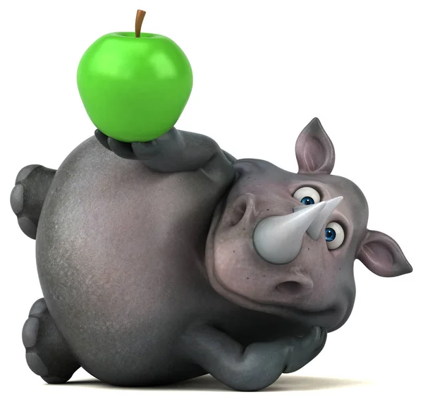 Αστεία Ρινόκερος εκμετάλλευση μήλο — Φωτογραφία Αρχείου