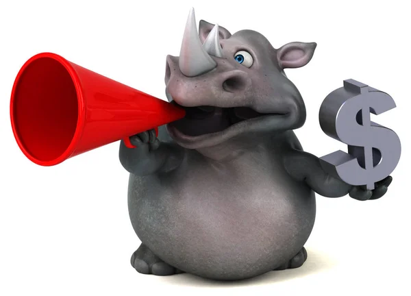 Rolig noshörning innehav dollar — Stockfoto