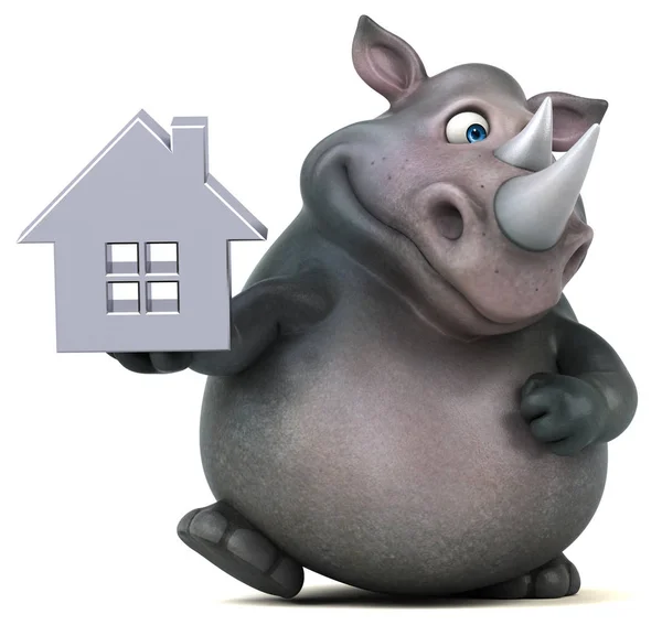 Nosorożec śmieszne gospodarstwa dom — Zdjęcie stockowe