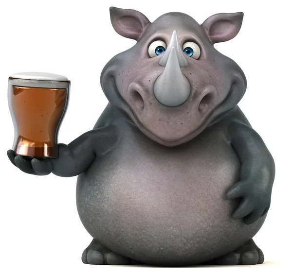 Nosorożec śmieszne gospodarstwa piwa — Zdjęcie stockowe