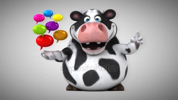 Смешная корова держит пузыри — стоковое видео