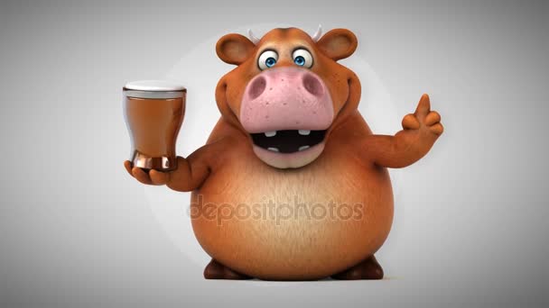 Funny  cow holding beer — Stock Video