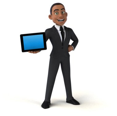  Elinde tablet tutan bir iş adamı 