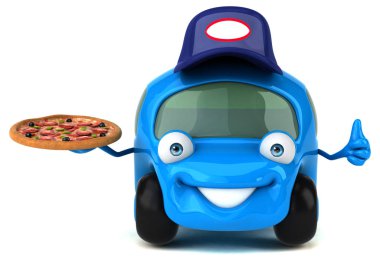 Eğlenceli araba holding pizza