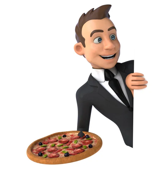 Geschäftsmann mit Pizza — Stockfoto