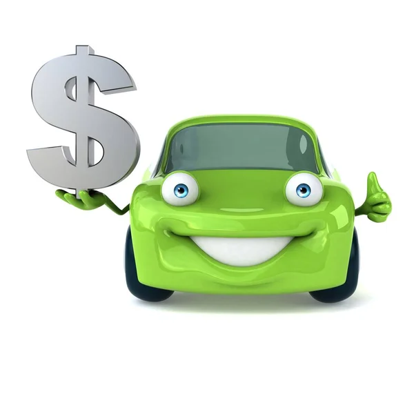Fun car holding dollar — Stock Photo, Image