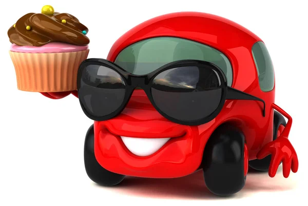 Divertido coche celebración cupcake —  Fotos de Stock