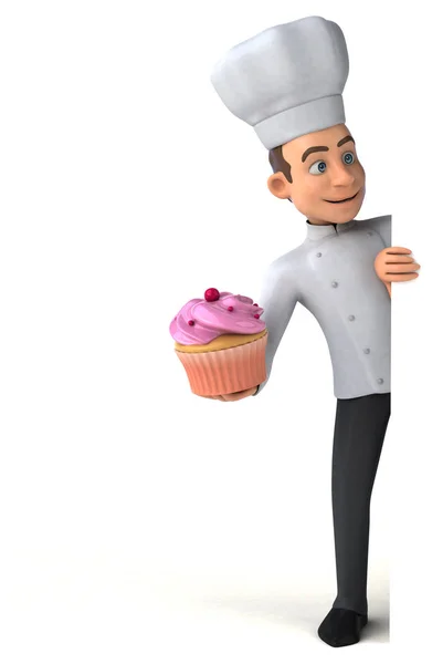 Chef celebración cupcake — Foto de Stock
