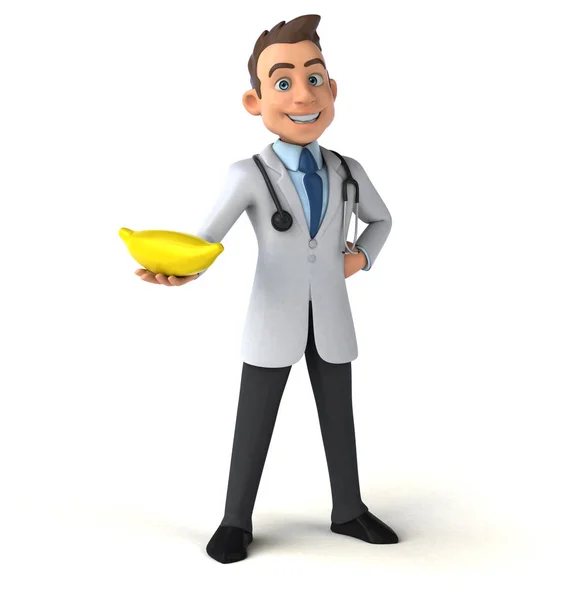 Medico che tiene banana — Foto Stock