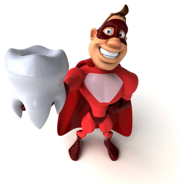 Superhéroe sosteniendo diente —  Fotos de Stock