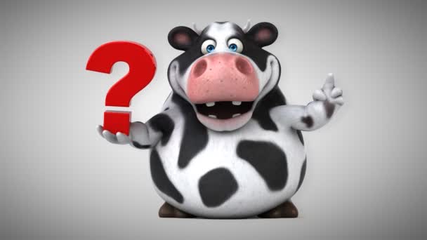 Vaca engraçado segurando ponto de interrogação — Vídeo de Stock