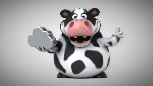 Funny cow holding  cloud — Stock Video