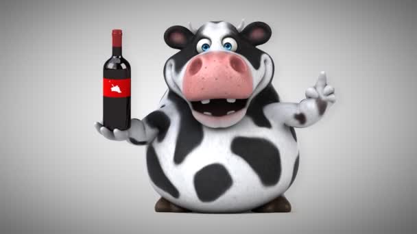 Buffo mucca che tiene il vino — Video Stock