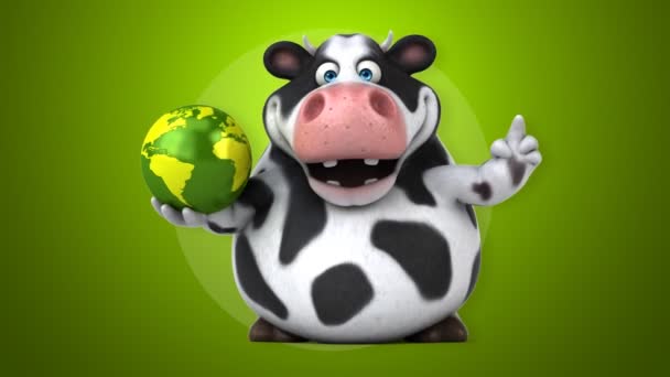 Humour vache tenant globe — Video