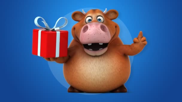Krowa śmieszne gospodarstwa prezent — Wideo stockowe