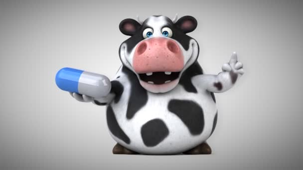 Funny cow holding pill — Stock Video