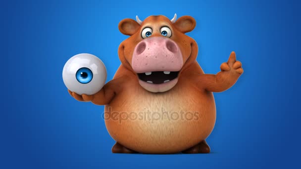 Funny cow holding eye — Stock Video