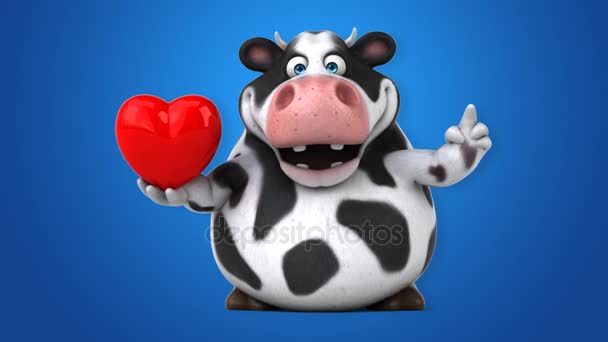 Coração engraçado de vaca segurando — Vídeo de Stock