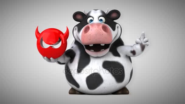 Funny cow holding  virus — Stock Video