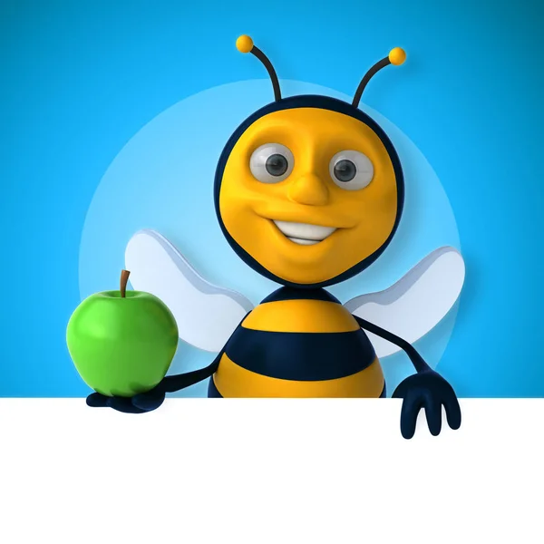 有趣的蜜蜂控股苹果 — 图库照片