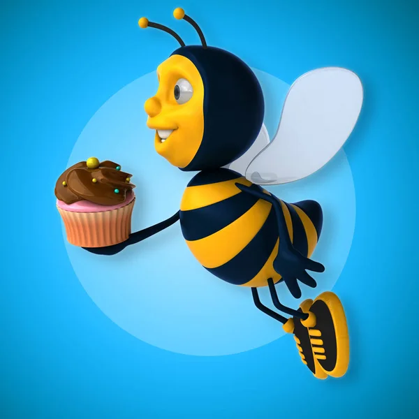 Αστείο μέλισσα εκμετάλλευση cupcake — Φωτογραφία Αρχείου