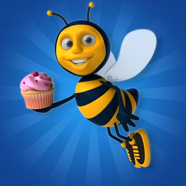 Grappige bee holding cupcake — Stockfoto