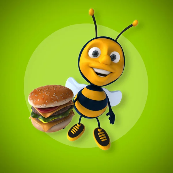 Drôle abeille tenant hamburger — Photo