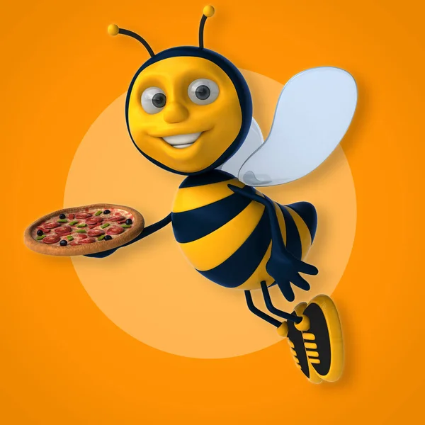 Abeja divertida sosteniendo pizza — Foto de Stock