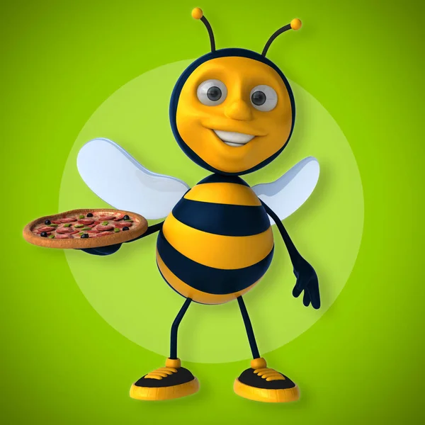 Abeja divertida sosteniendo pizza — Foto de Stock