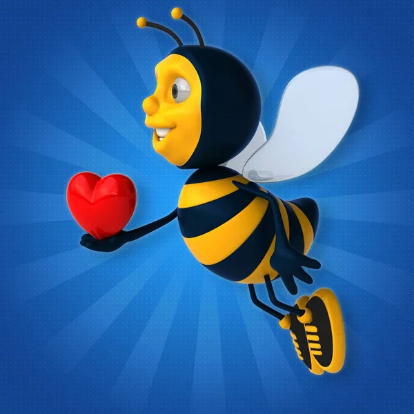 Komik arı holding kalp — Stok fotoğraf