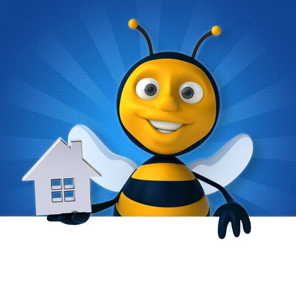 Funny bee hospodářství dům — Stock fotografie