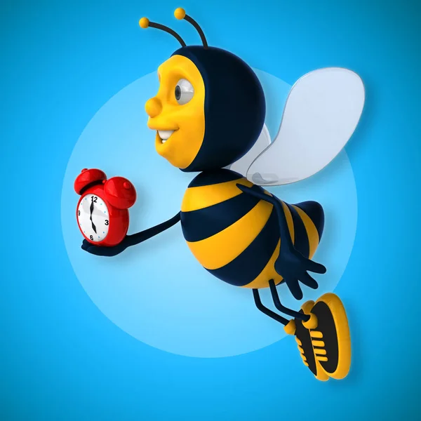 Funny  bee holding clock — Stock Photo, Image