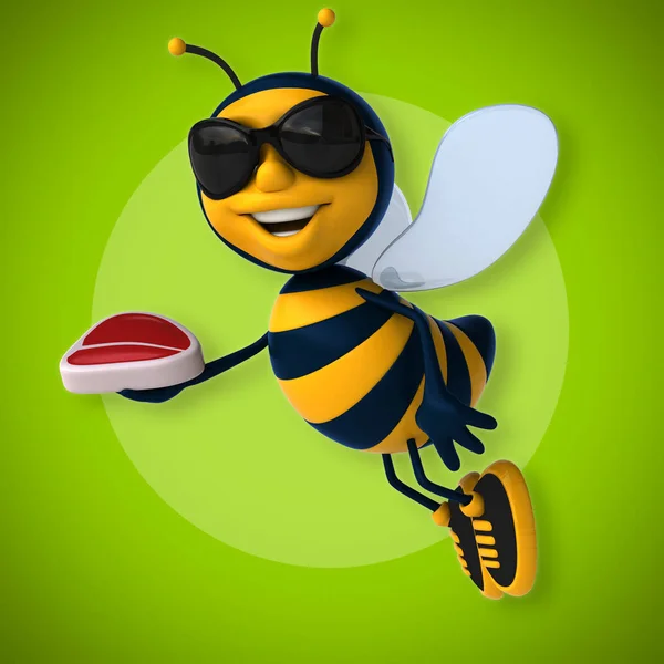 Забавна бджола тримає м'ясо — стокове фото