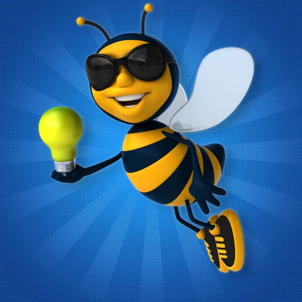 Funny  bee holding lamp — Stock Photo, Image
