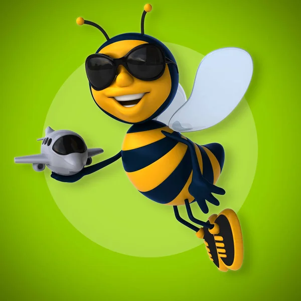 Grappige bee holding vliegtuig — Stockfoto