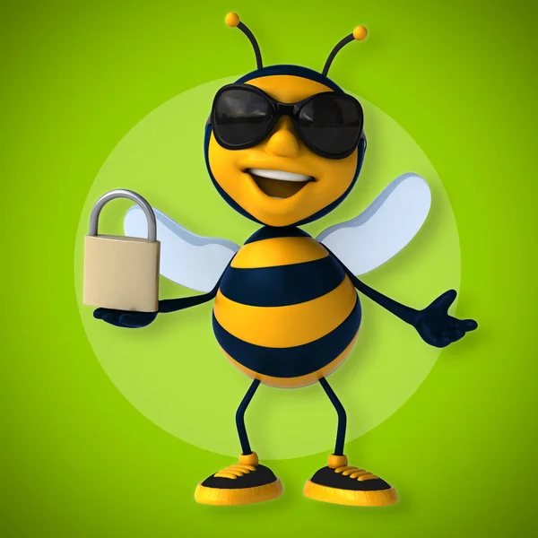 Lustige Biene mit Vorhängeschloss — Stockfoto