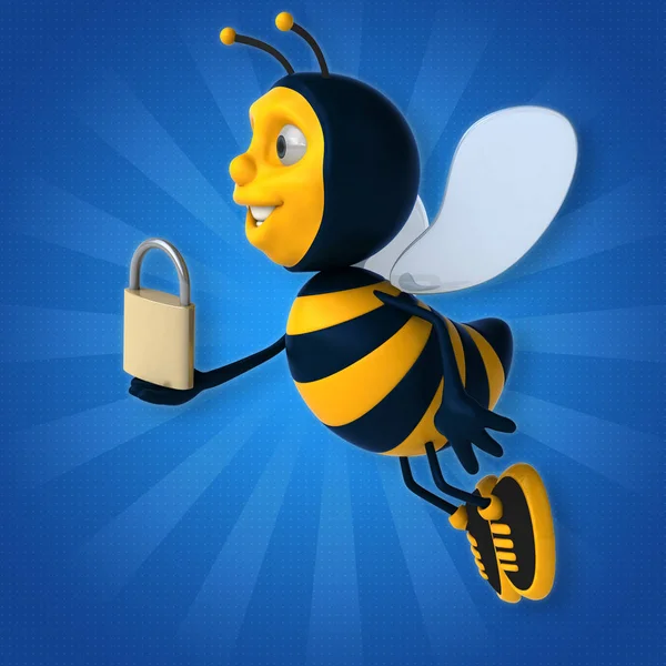 Grappige bee holding hangslot — Stockfoto