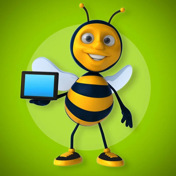 Funny  bee holding tablet — Stock Photo, Image