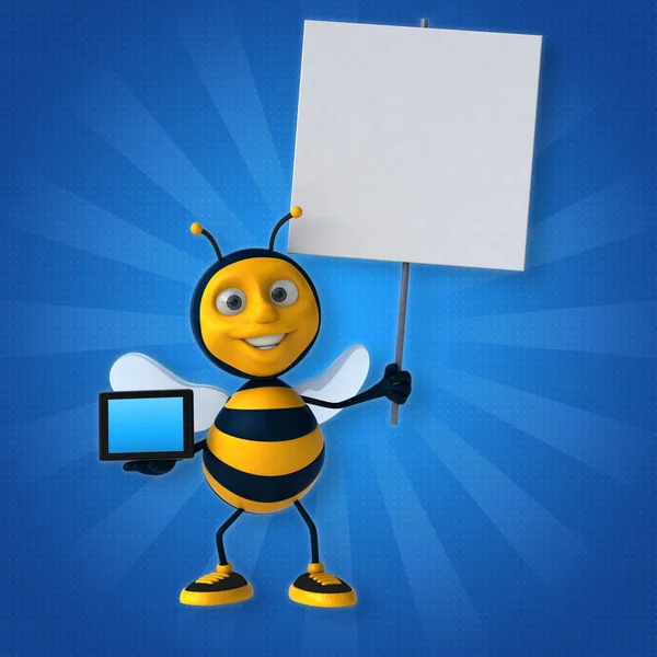 Grappige bee holding tablet — Stockfoto