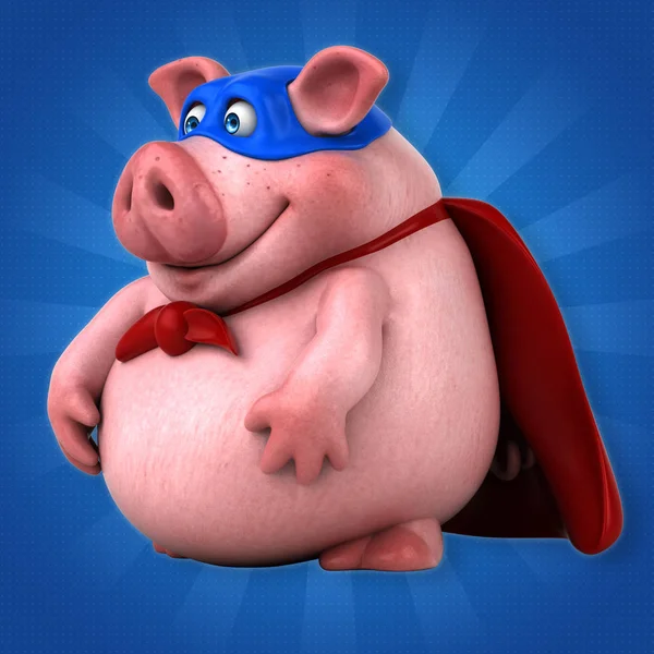 Свиня в костюмі супергероя — стокове фото