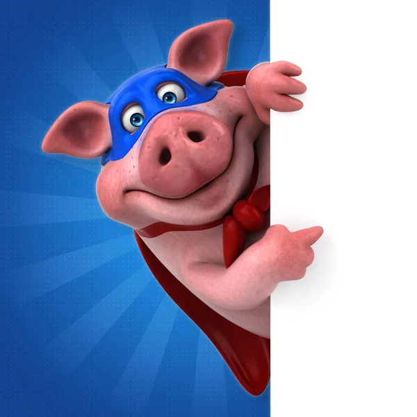Свинячий супергерой тримає карту — стокове фото
