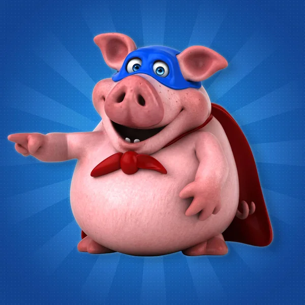 Cerdo vistiendo traje de superhéroe — Foto de Stock