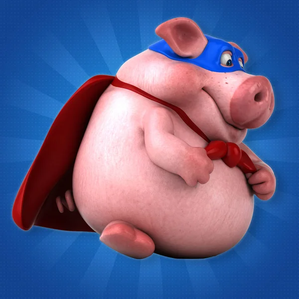 Pig wearing superhero costume — Stock Photo, Image