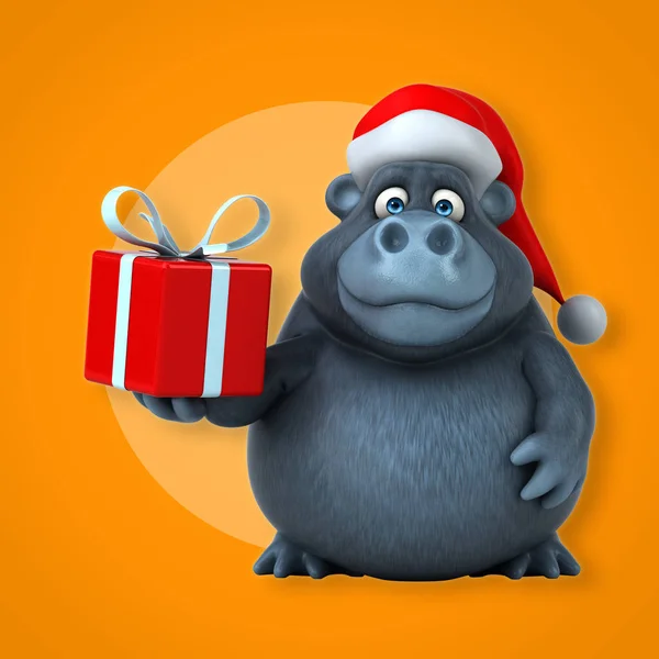 Spaß Gorilla hält Geschenk — Stockfoto