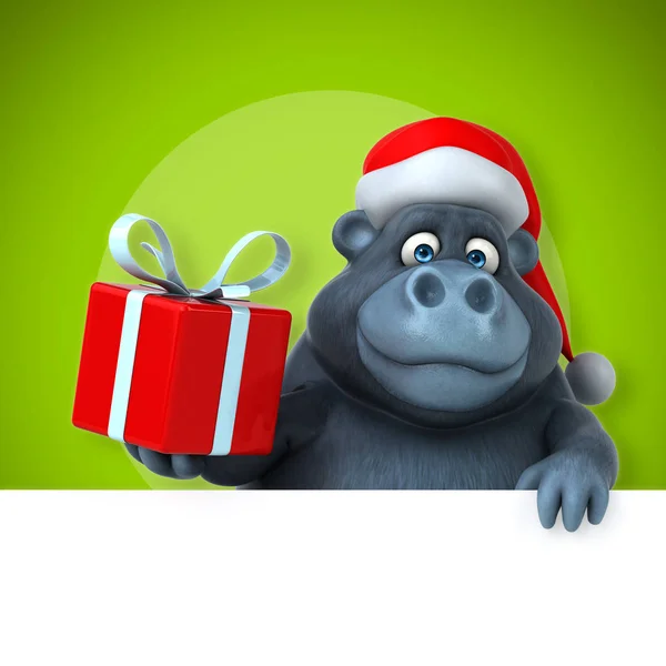 Gorila v santa hat drží kartu — Stock fotografie