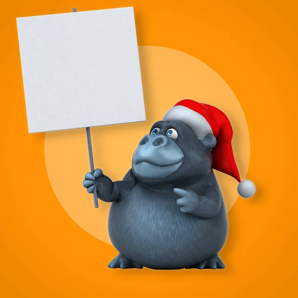 Noel Baba şapkası kartı tutan goril — Stok fotoğraf