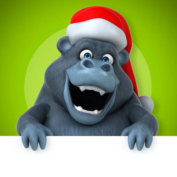 大猩猩在圣诞老人的帽子持卡 — 图库照片